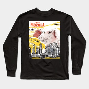 Pigzilla Funny Pigs Farm Poultry Farmer Gifts Long Sleeve T-Shirt